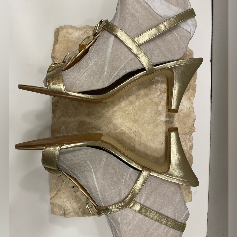 Steve Madden Goldwyn Metallic Gold Sandal Heels Sz 10 - Picture 3 of 13